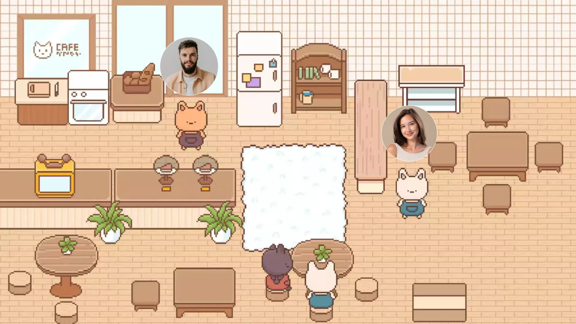 Kream and Sugar virtual dating cafe with user profiles