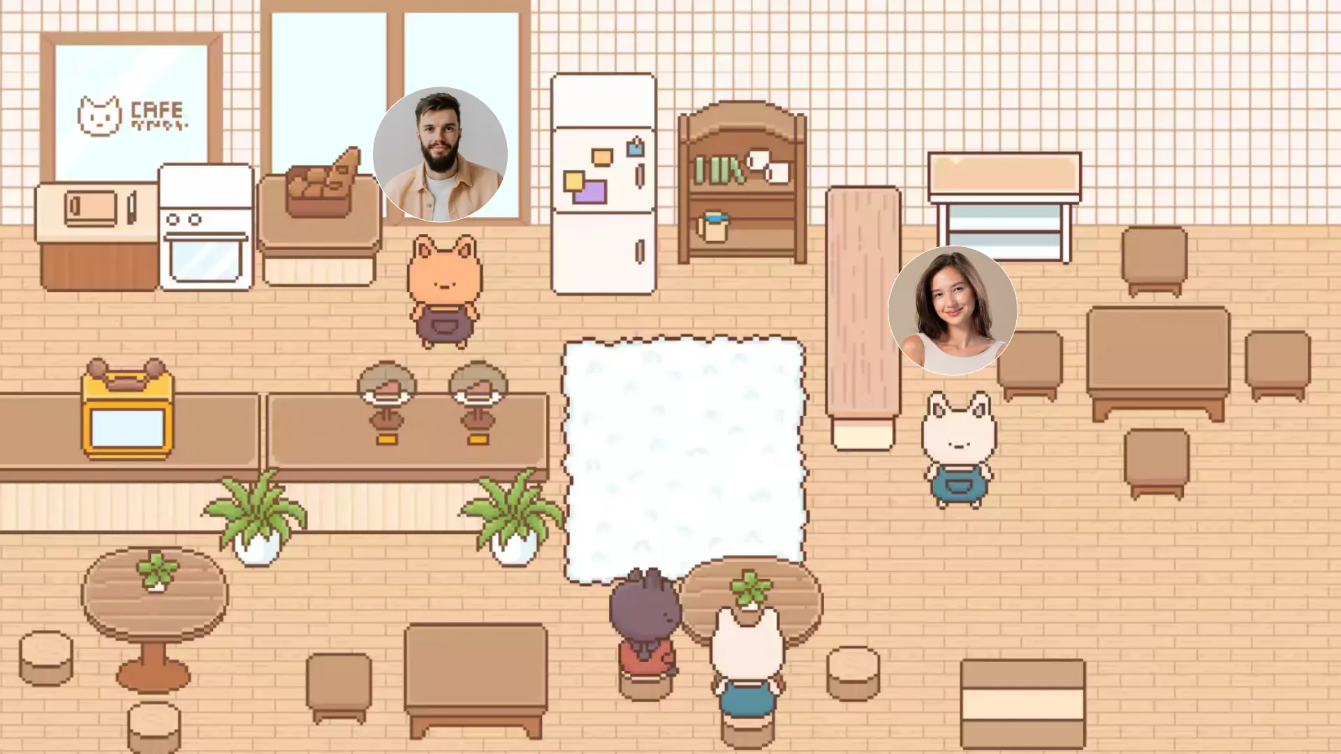 Top dating app virtual café scene with avatars and voice chat