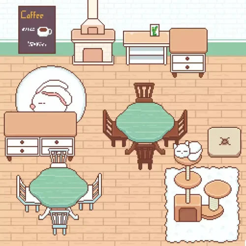 Cozy virtual café lounge on the Kream & Sugar dating app